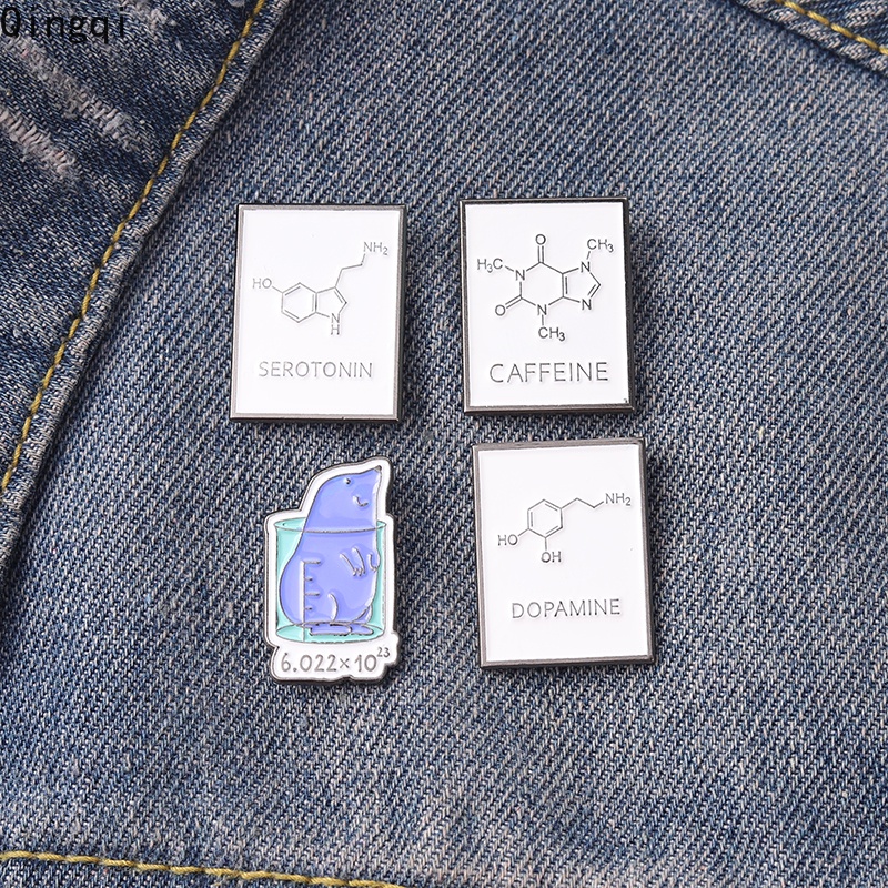 Bros Pin Enamel Desain Struktur Molekul Dopamine Serotonin Beaker Bahan Metal Untuk Hadiah