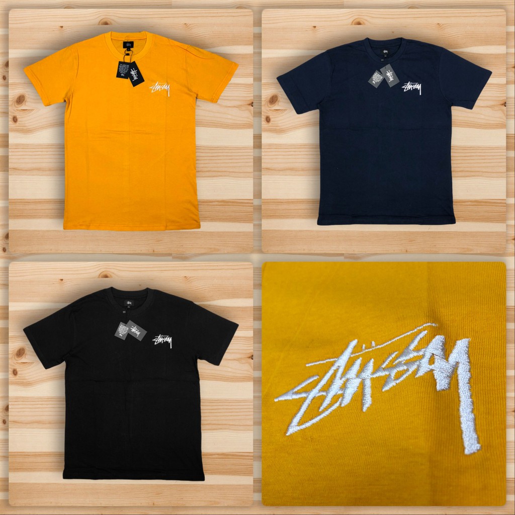 KAOS TSHIRT STUSSY INTERNATIONAL TRIBE STOCK HEATHER POCKET BORDIR TEE
