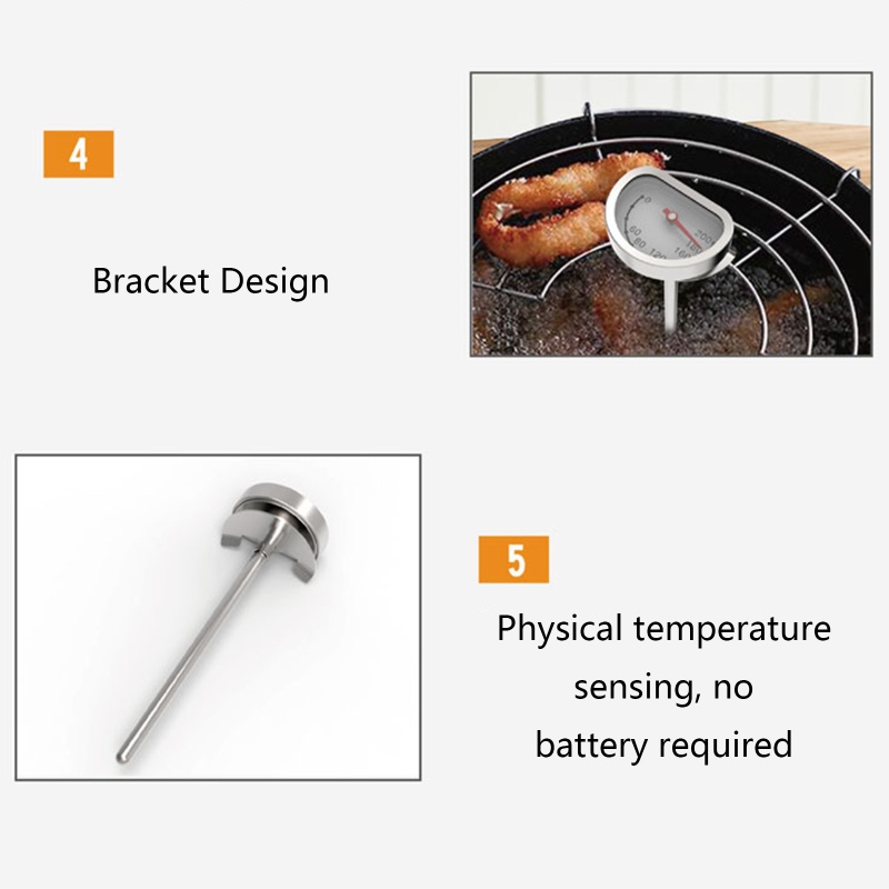 Termometer Daging Bahan Stainless Steel Dengan Gagang Panjang 0-200 Untuk Memasak