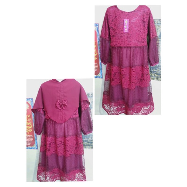 BARU Gamis anak tile dot kombinasi burkat full furing