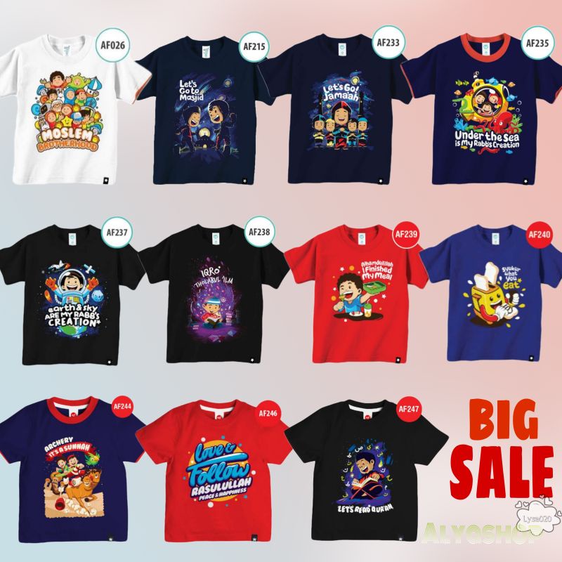KAOS AFRAKIDS LENGAN PENDEK  2-8 TAHUN AF206 AF233 AF238 AF239 AF240 AF244 AF246 AF247 KAOS ANAK