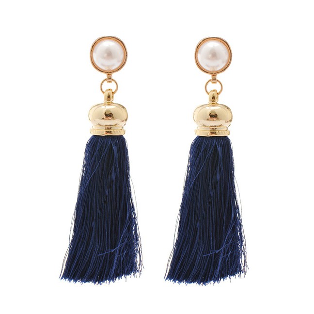 LRC Anting Tusuk Bohemia Round Shape Decorated Tassel Earrings