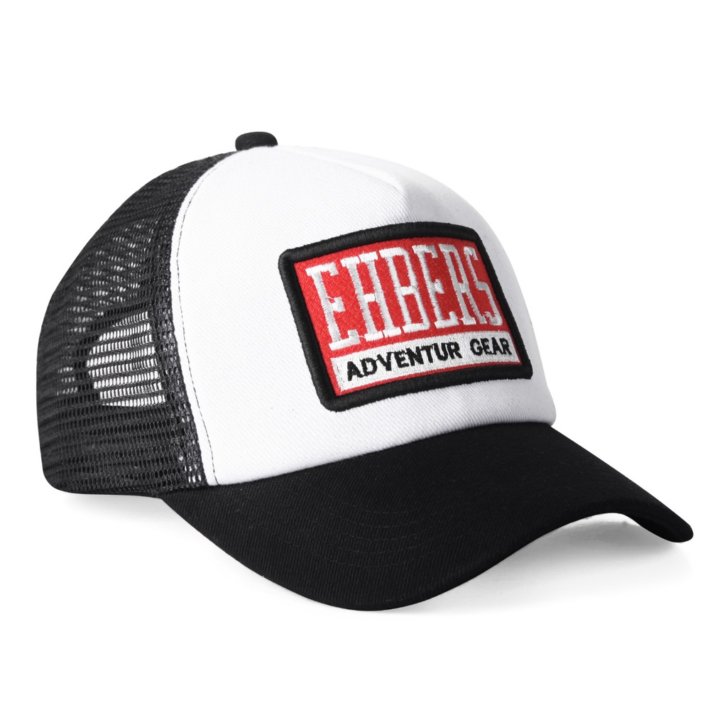 EHBERS - Topi Pria Distro Original Trucker hat Baseball Topi Jaring Black White EH 003