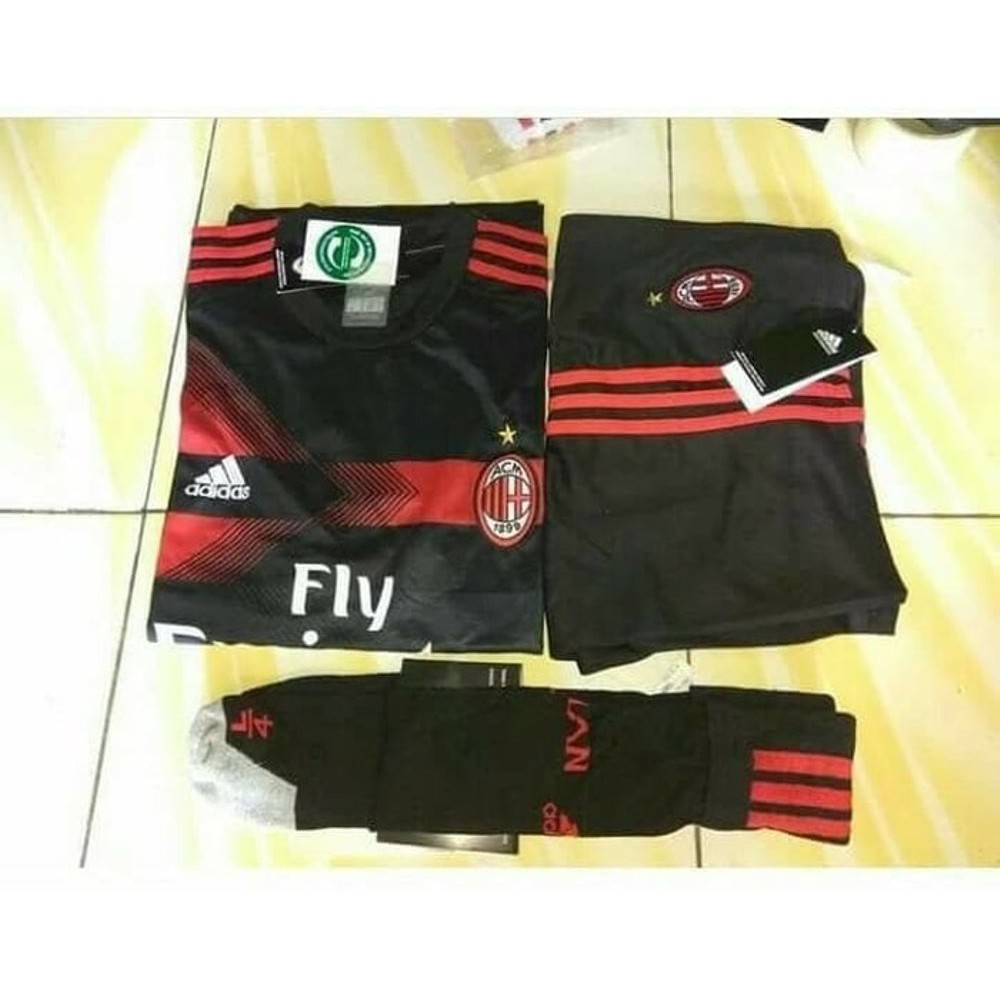JErsey Baju Kaos Kaki Celana AC Milan 3rd 17 18 Grade Ori Futsal Murah Terlaris