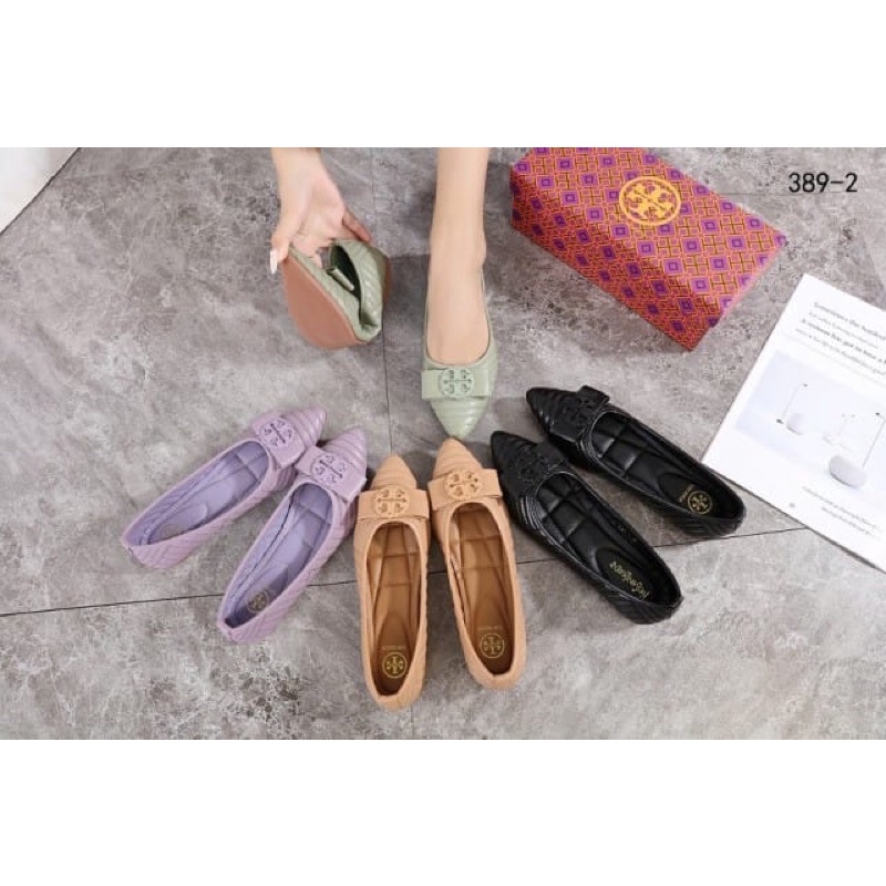 Sepatu Tory Burch New Logo Flat 389-2 Semi Premium