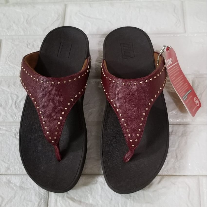 Sale! Sandal Jepit Fitflop Leather Flip Kulit Sandal Original Import Wanita Perempuan