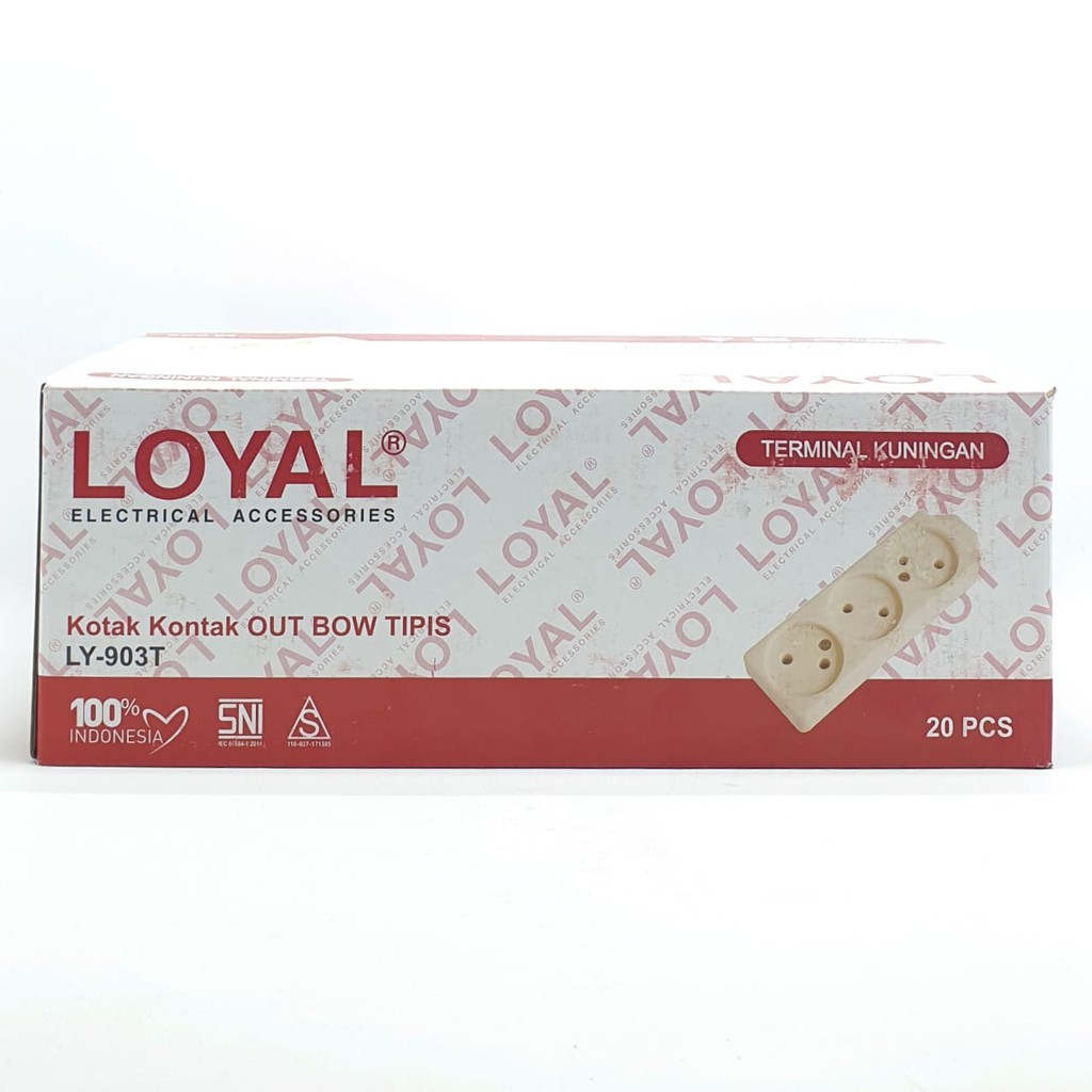 @20 Pcs (1 Kotak) LY-903T Loyal Stop Kontak Gepeng 3 Lubang SNI (Tanpa Kabel)