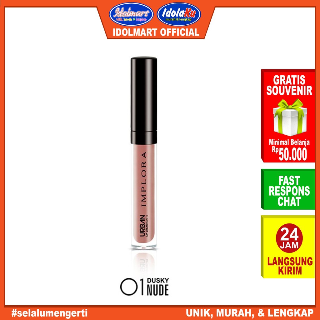 IDOLAKU Implora Urban Lip Cream Matte Dusky Nude 01 - BPOM