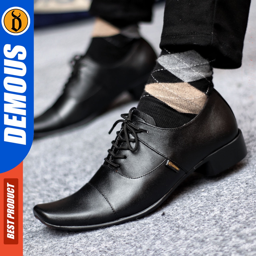 Sepatu Pantofel Pria Sepatu Formal Pria Kulit Asli Tali Sepatu Pantopel Hitam Kerja Kantor DEMOUS PELIX