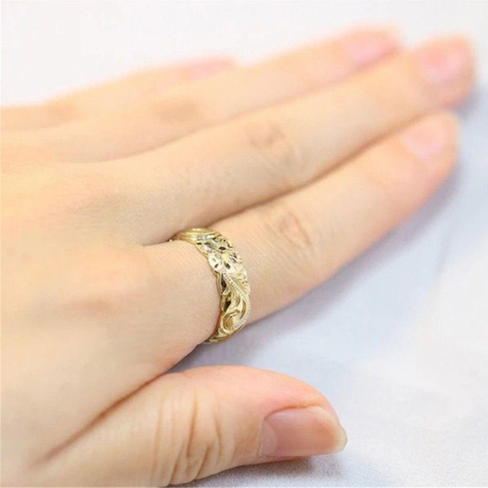 Lily Womens Ring Indah Klasik Hadiah Ulang Tahun Pernikahan Pengantin Gantung Ukiran Bunga