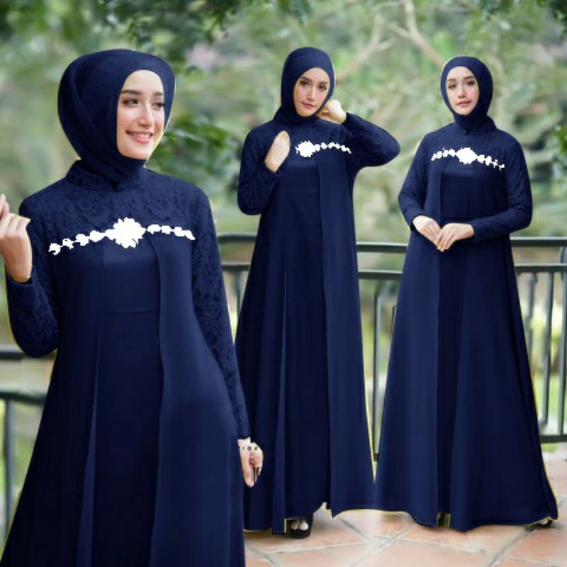 PCS MAXY ROSILIA CT BAHAN MOSCREPE KOMBI BRUKAT PAKAIAN GAMIS DRESS MAXI 2 UKURAN ALLSIZE DAN JUMBO