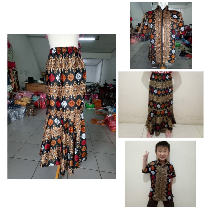 SB Collection Couple Family Jinga Rok Maxi Panjang Duyung Jumbo Ibu Anak Dan Kemeja Batik Anak Ayah