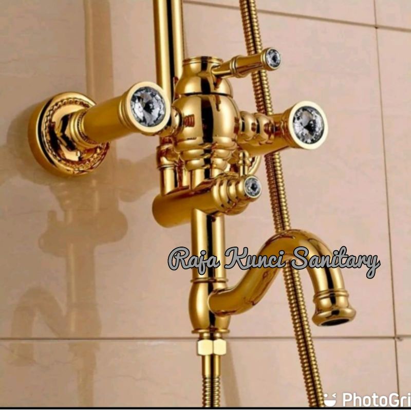 Shower Tiang/Column/Panas Dingin/Shower Set/Gold/Brass/Kuningan/Premium