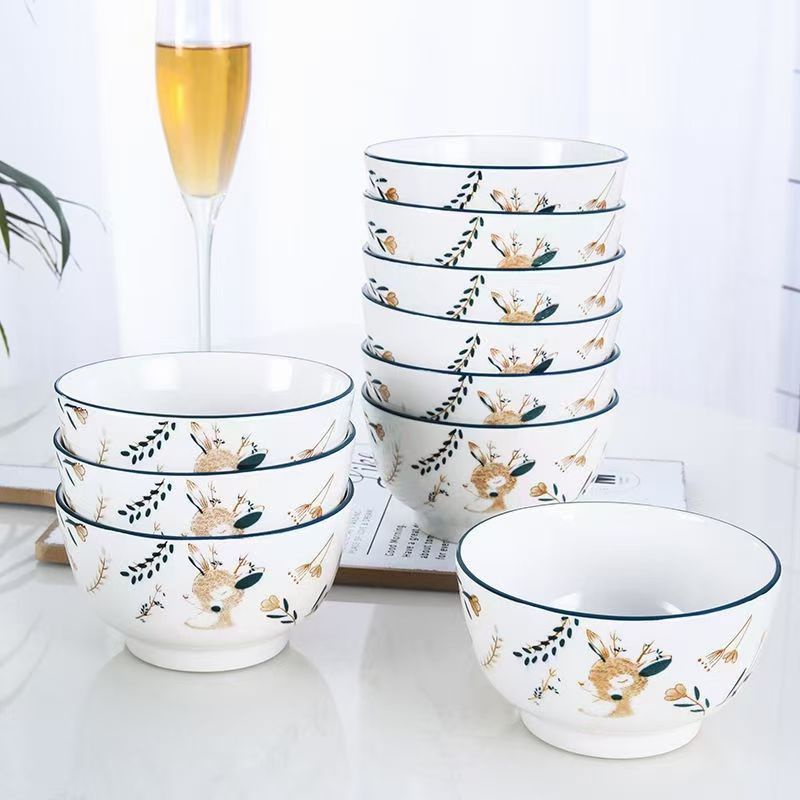 PIRING KERAMIK 8 INCH DEER FOOD PLATE PIRING MAKAN VARIASI MOTIF-Mangkok kecil 6 inch