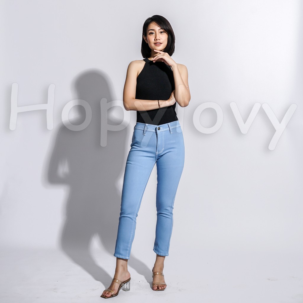 HOPYLOVY - Celana Jeans Highwaist Wanita Mote Pita Keisha