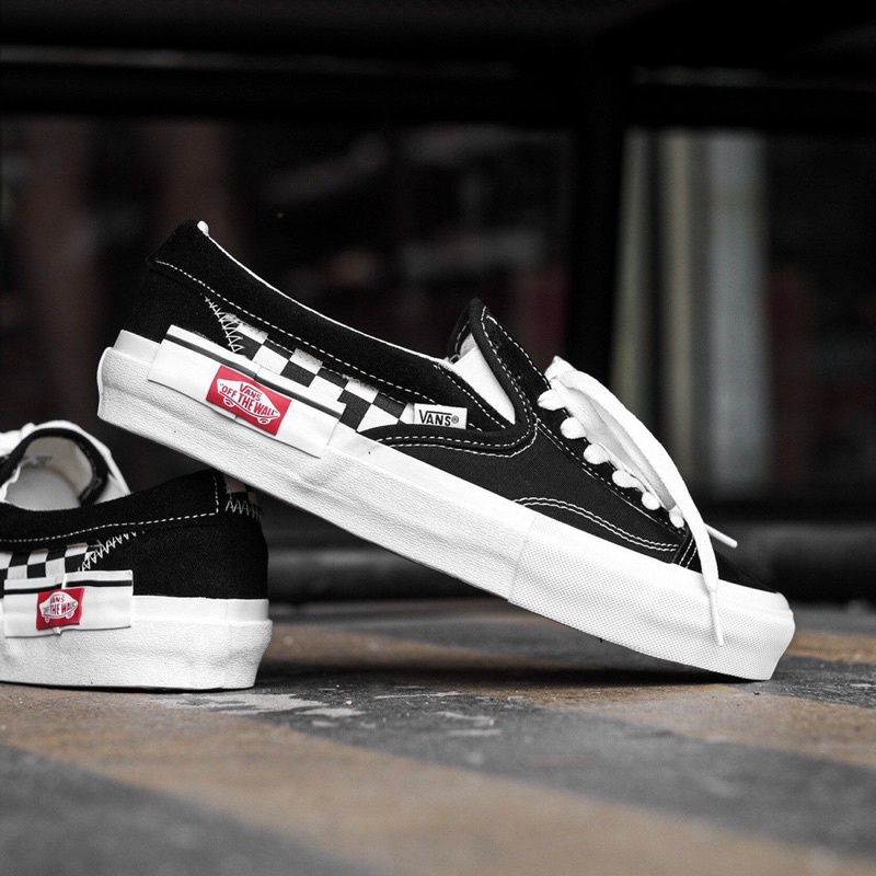 VANS SLIP-ON CUT AND PASTE BLACK WHITE ORIGINAL 100%