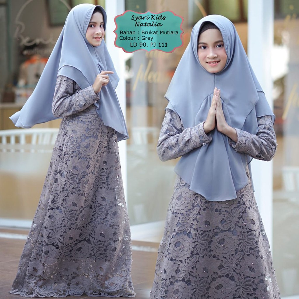 Baju Gamis Kids/Gamis Anak" Muslim/Gamis Syar'i Satu Setel + Kerudung