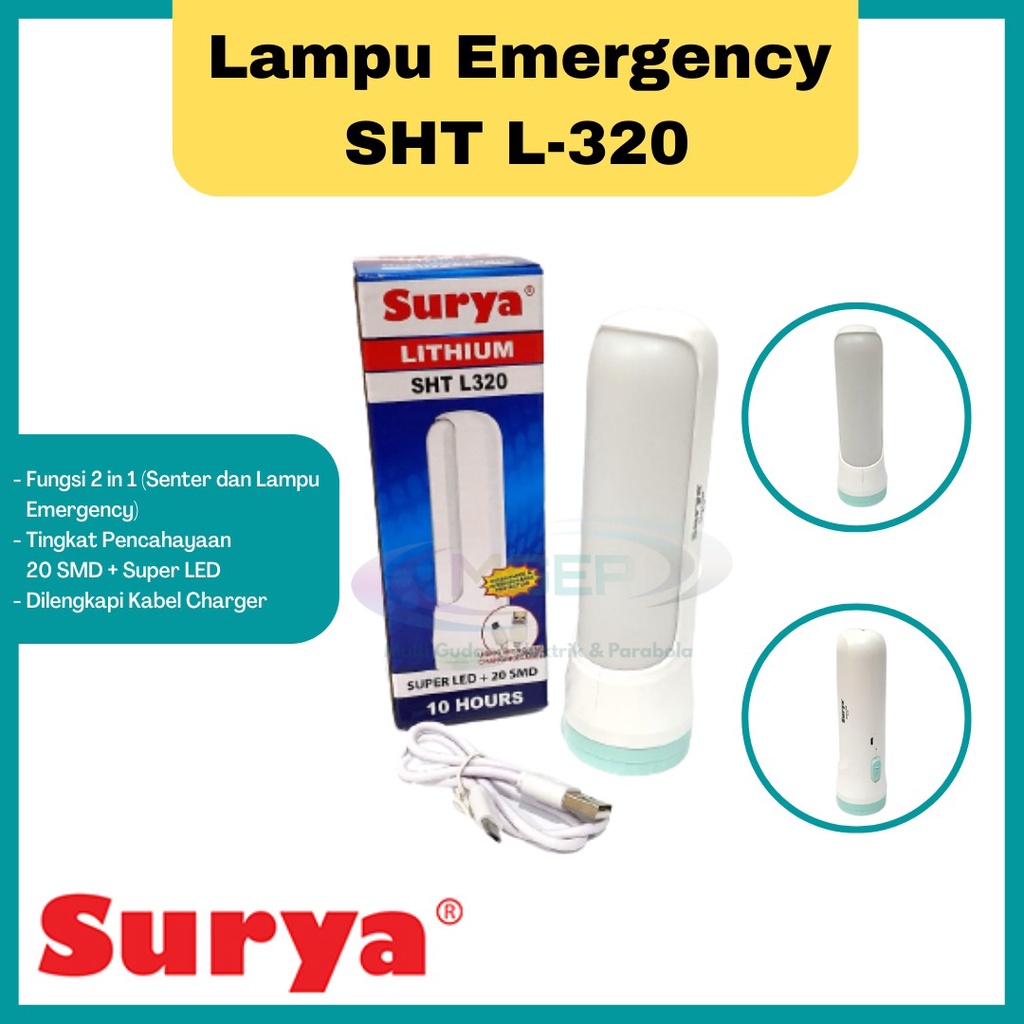 Surya Senter + Lampu Emergency SHT L 320 3 W 20 SMD Super Murah SHT L320W