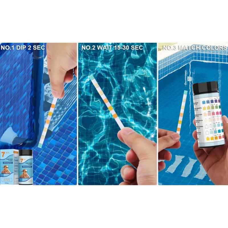 Test Kadar Kaporit Kolam Renang Water Test Kit Swimming Pool 7in1 Strip Reagen Untuk Kolam Renang Air -  SPPaper