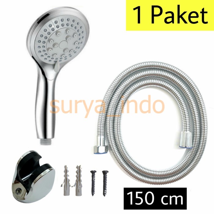 SHOWER MANDI SET 6 MODE 150 CM SHOWER TANGAN HAND SHOWER PAKET CHROME