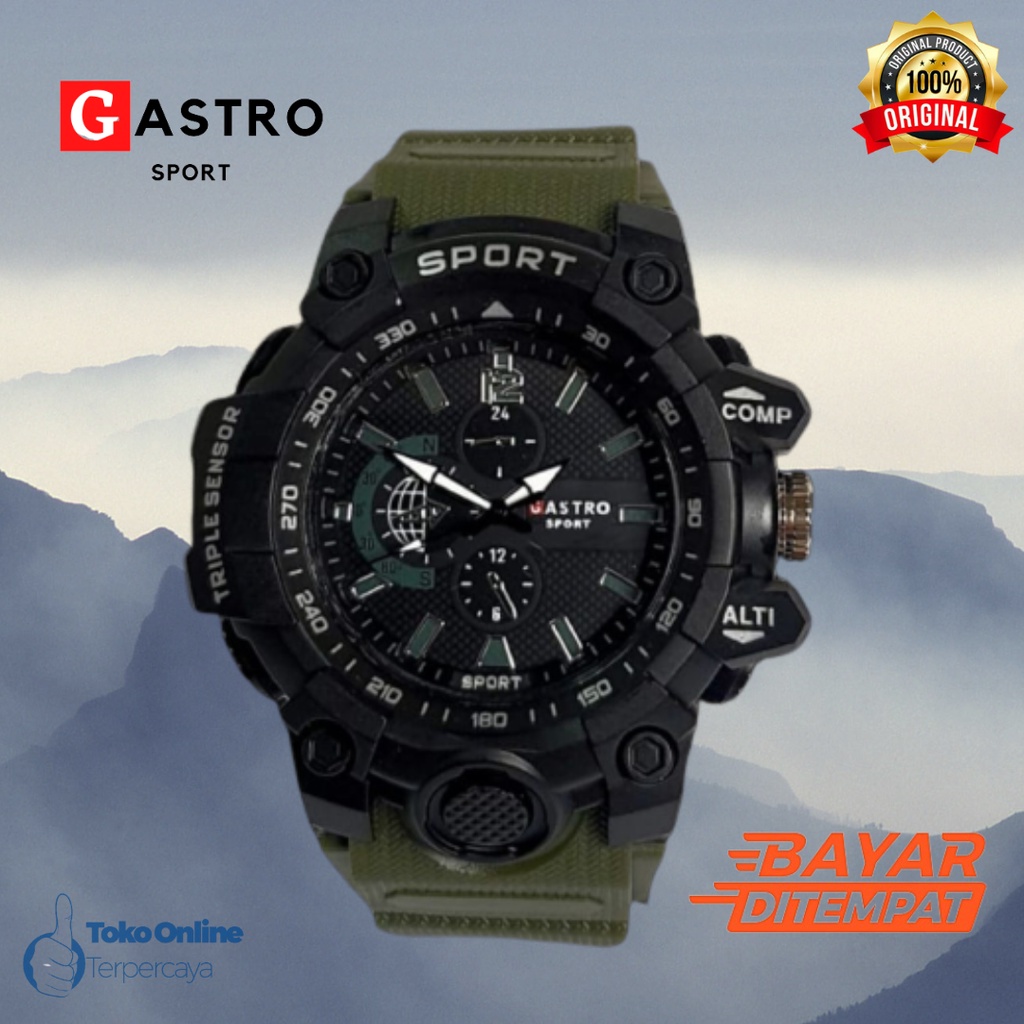 Jam Tangan Pria Gastro Analog Sport Strab Rubber Tahan Air / Jam Tangan Pria Analog Gastro GST 8500 Digital Variasi Sporty Tali Karet Tahan Air