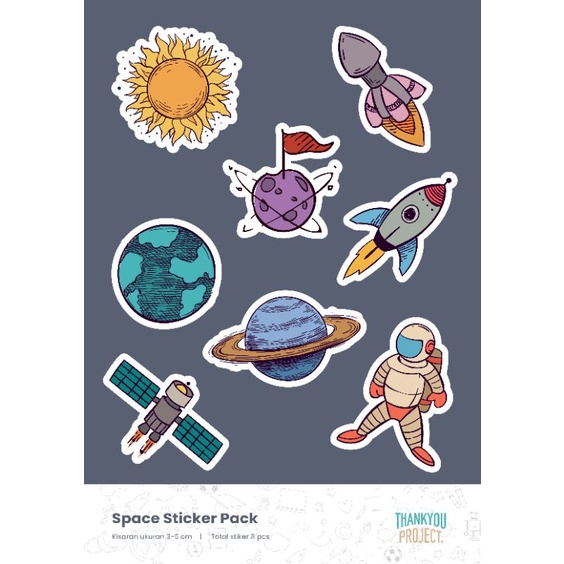 

Stiker anak space - sticker journal planner decor astronaut