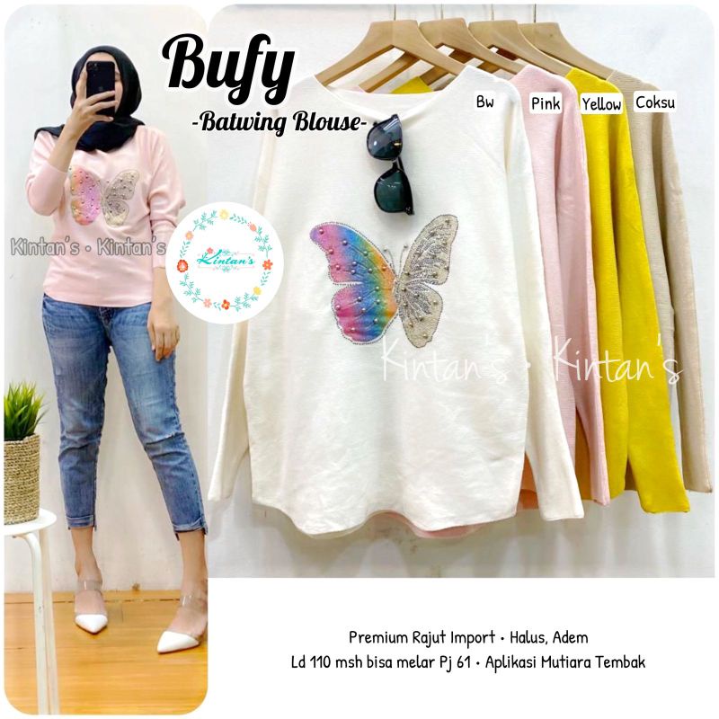 Bufy Batwing Blouse by Kintan's - LD 110 Premium Rajut Import -BAJU ATASAN WANITA JUMBO BIGSIZE TERB