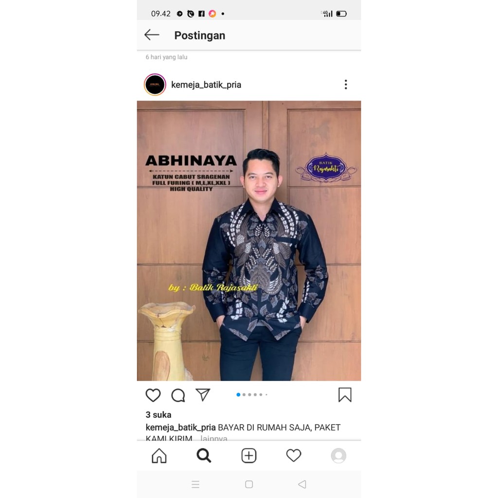 ABHINAYA kemeja batik pria lengan panjang terbaru ORIGINAL BY RAJASAKTI