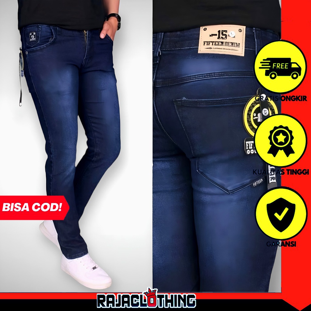 RCL - Celana Panjang Pria Jeans Skinny Streach Original FIFTYONE Biru Tua