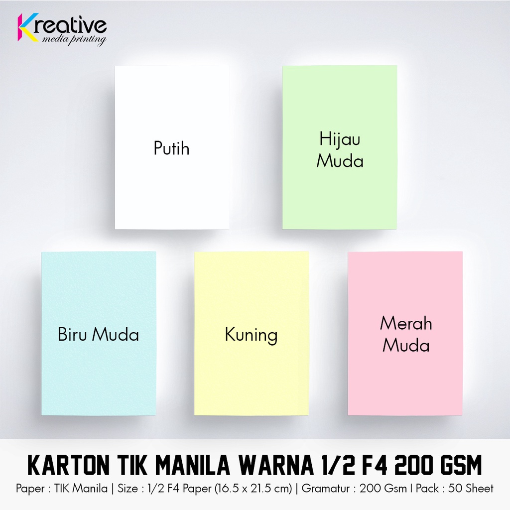 

Karton TIK Manila Warna (1/2 F4 - 200 gsm - 1 pack = 50 lbr)