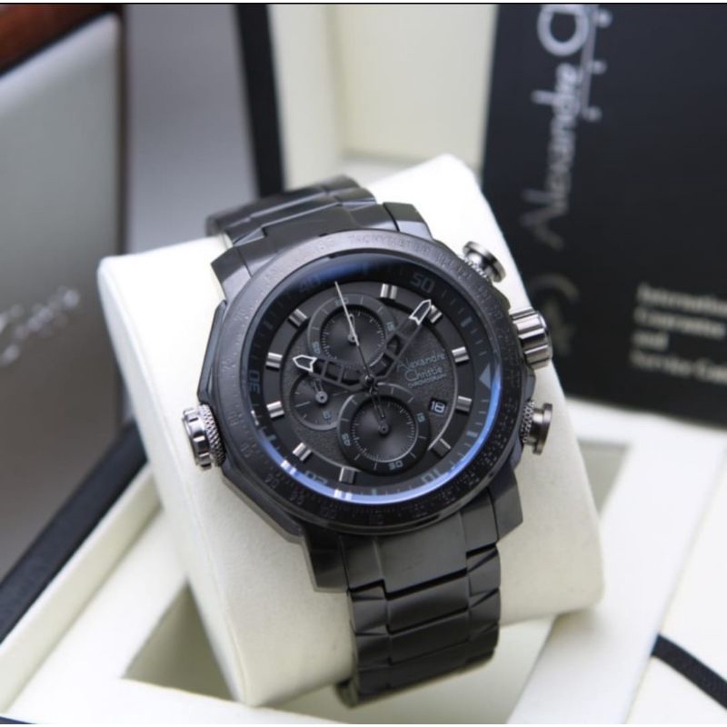 JAM TANGAN PRIA ALEXANDRE CHRISTIE AC6565 FULL BLACK STAINLESS. ORIGINAL 100%