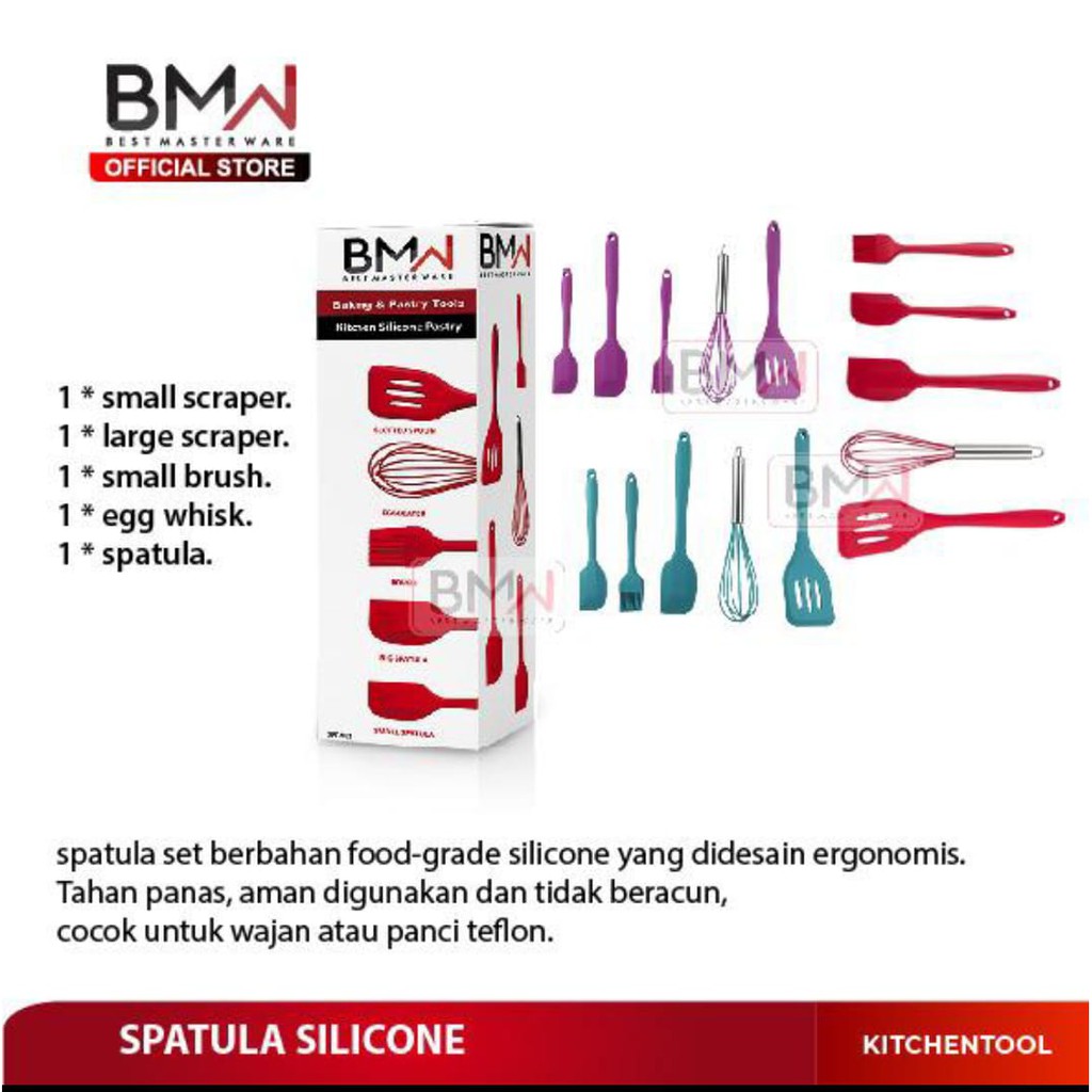 COD BAYAR DITEMPAT SPATULA SILIKON 5 pcs silica gel kitchenware set BMW