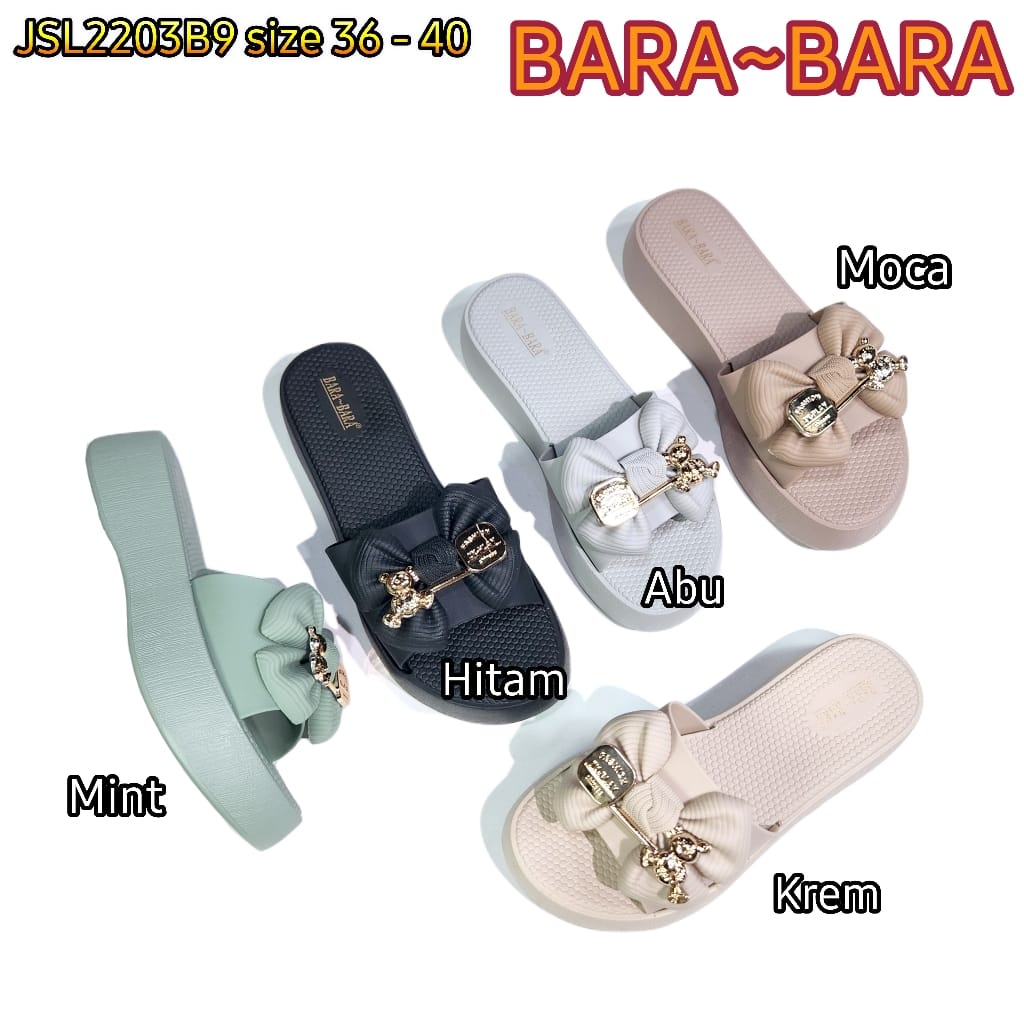 BARA BARA ORIGINAL jelly sandal karet empuk murah wanita selop import barabara cewek JSL2203B9