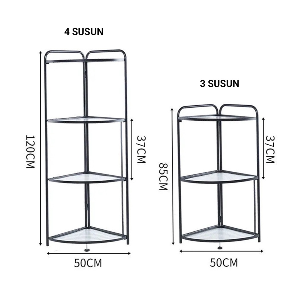 HomiHomi Cadillac Uwen Rak Sudut Segitiga Tempat Penyimpanan Serbaguna Metal Storage Rack CDLC007