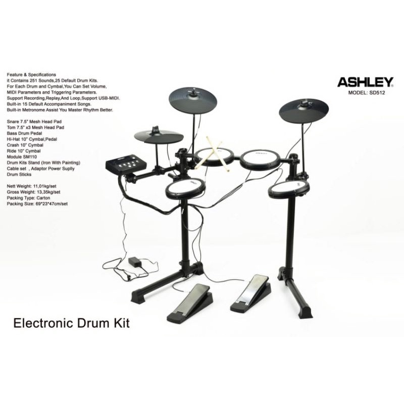 Electronic Drum Kit Ashley SD512 Original