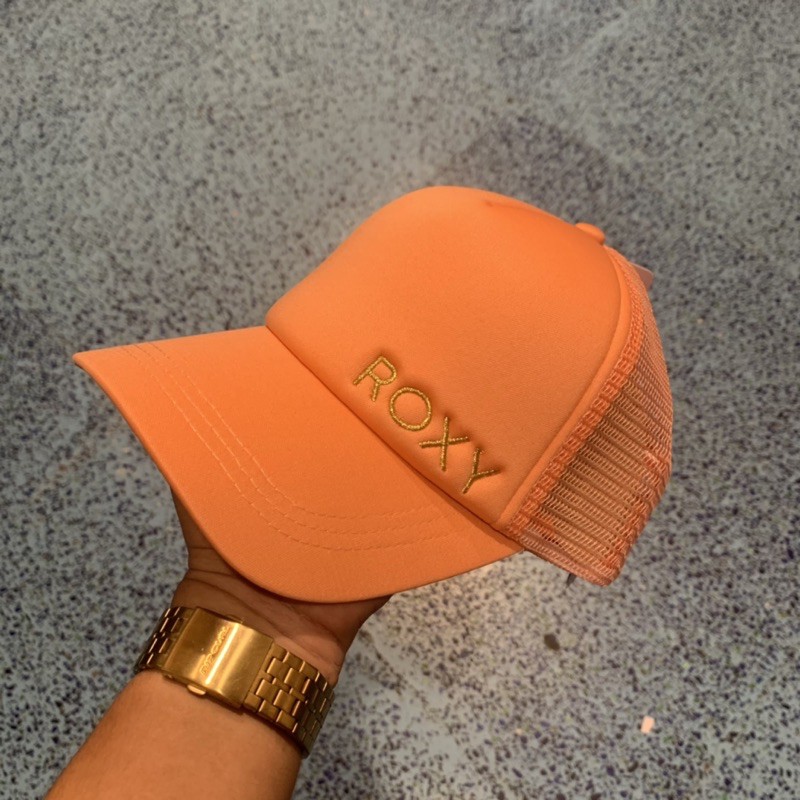 Topi roxy font side bold pink original