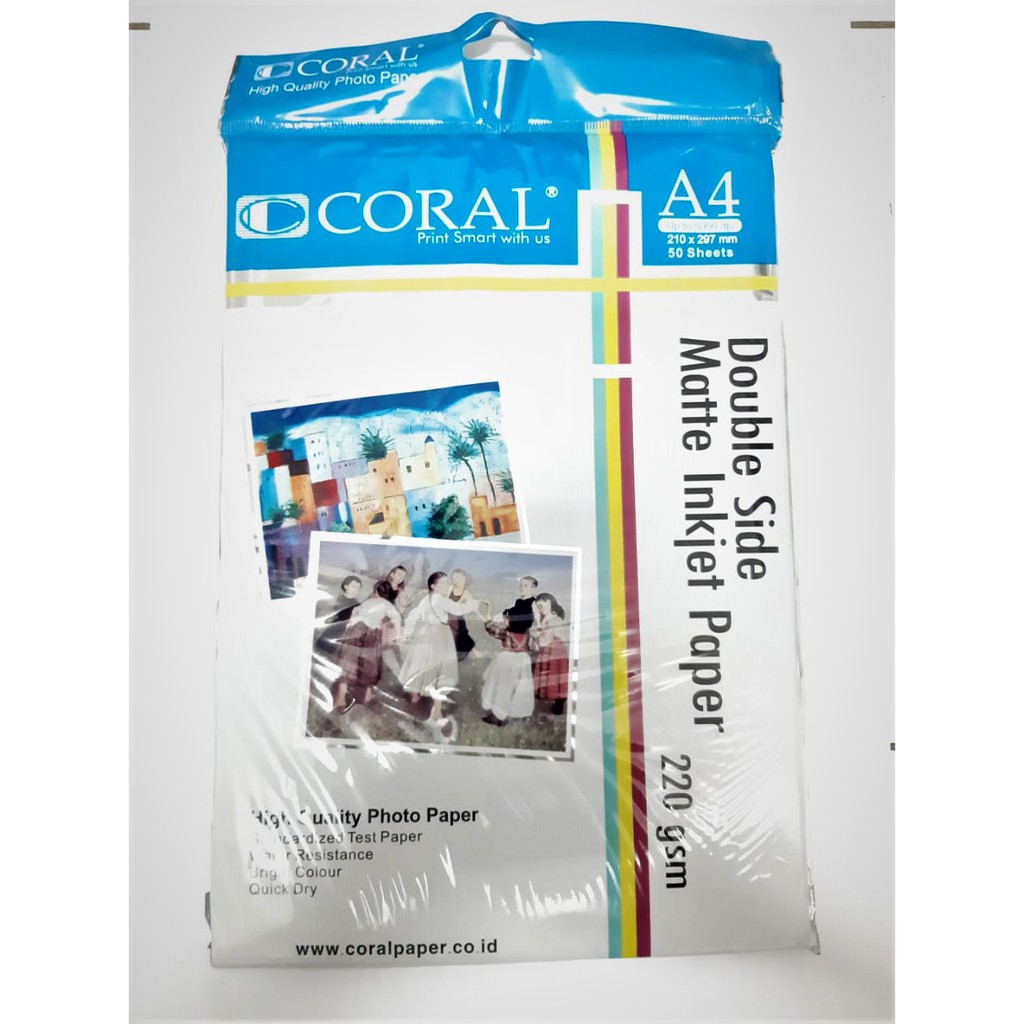 Kertas Foto / Photo GLOSSY PHOTO PAPER 260GSM A4 20Sheets Merk CORAL