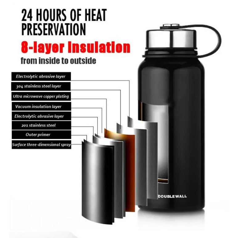 ANMAO 1100ml Outdoor Portable Vacumm Insulated Water Bottle - Botol Termos Panas &amp; Dingin 1100ml