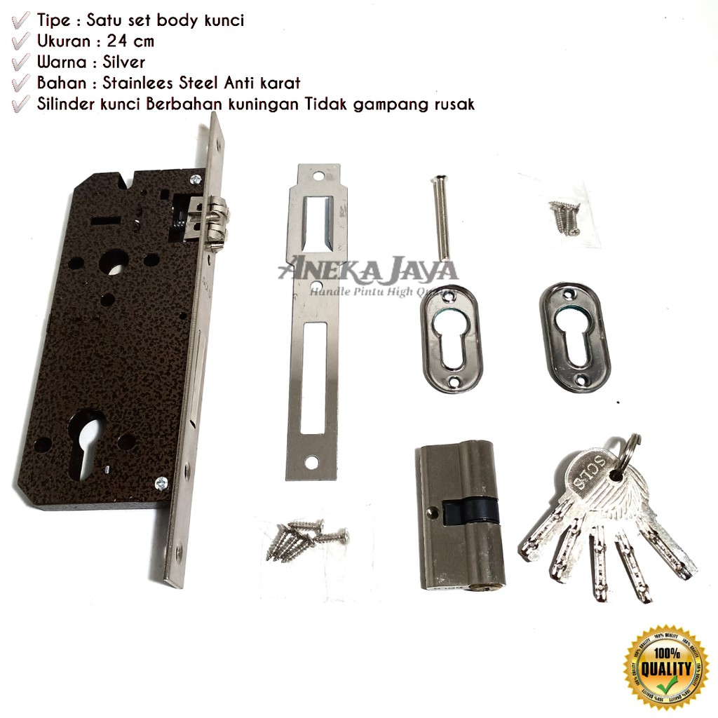 Fulllset Kunci Handle pintu rumah Gagang Pintu rumah panjang 33 cm &amp; 45 cm Pegangan pintu rumah
