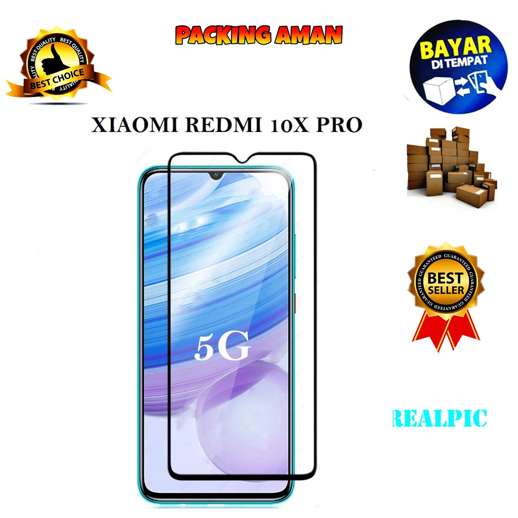 Tempered Glass Xiaomi Redmi 10X Pro 5G Full Cover / Full Screen Protector Anti Gores