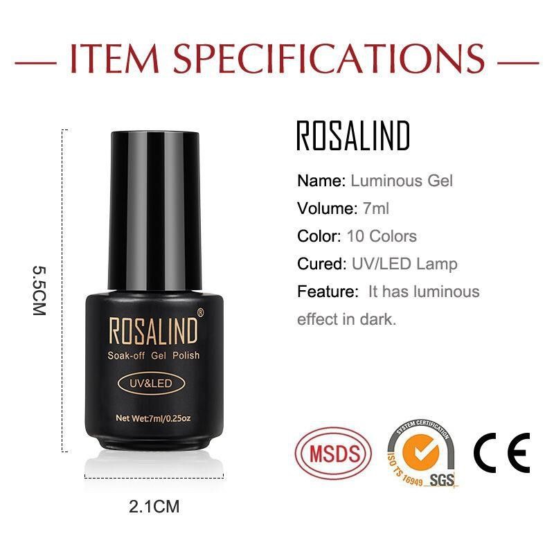 ROSALIND Luminous Gel Nail Polish UV LED / Kutek / Cat Kuku Murah Bagus