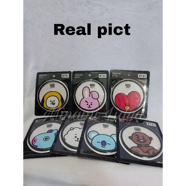 READY STOK INDONESIA coaster tatakan bt21 gelas