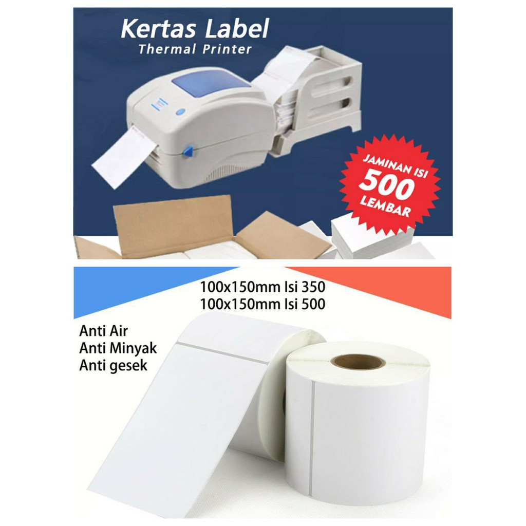 

HSM Kertas Sticker Thermal/Label Barcode 100x150mm Isi 350/500