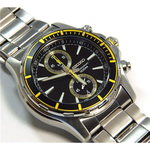 Seiko Mens SNN245P1 Chronograph Yellow Marker | Jam Pria SNN245