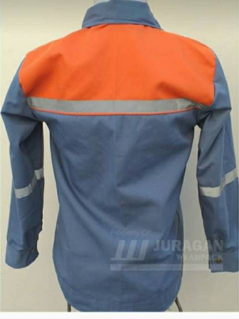 SERAGAM BAJU SAFETY ABU ABU KOMBINASI ORANYE