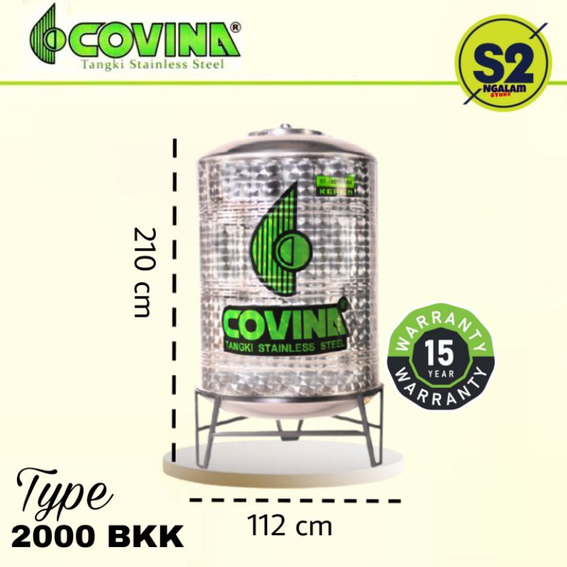 Tandon Air /Toren Air /Tangki Air - COVINA STAINLESS BKK 2000 Liter (Invoice)