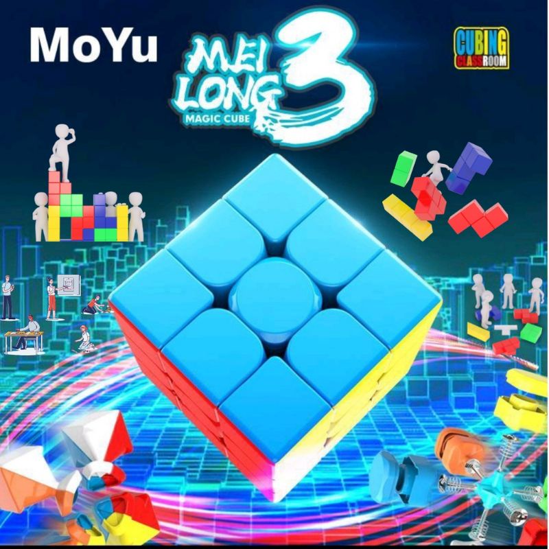 Rubik 3x3 moyu meilong original/rubik setickerles kubus rubik import