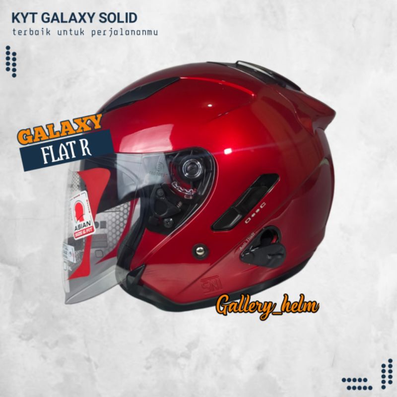 Helm Kyt Galaxy Flat R Merah Marun | Helm Kyt Half Face Double Visor