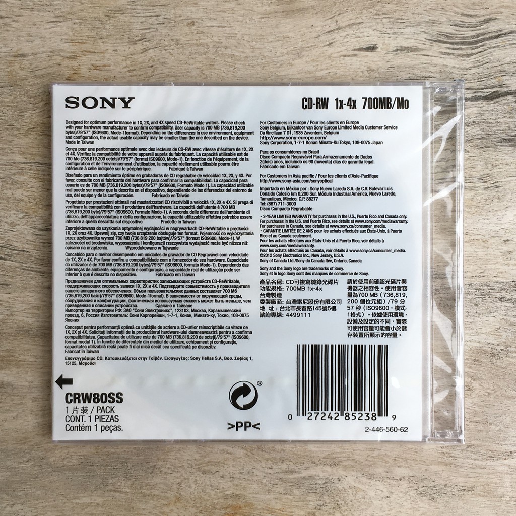 (Jual Satuan) CD-RW Sony Single Pack 700MB Slim Case