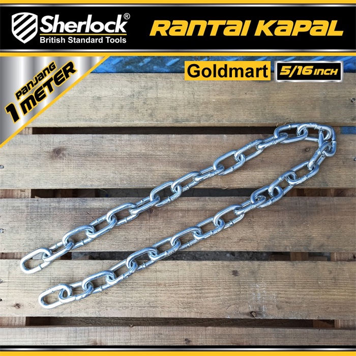 Rantai Besi - Kapal Galvanized 8 mm 5/16 inch Sherlock panjang 1 meter